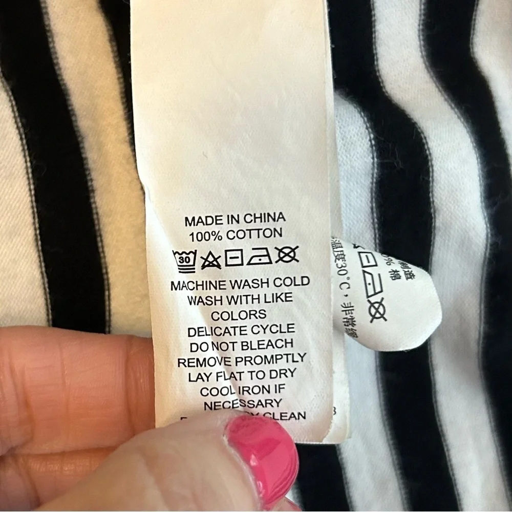 Kate Spade‎ Off the Shoulder Striped Cotton Jersey Knit Dress Sz XL Black White